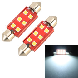 2 PCS 41mm DC12V 2 2W 6000K 130LM 6LEDs SMD 3030 Car Reading Lamp White Light