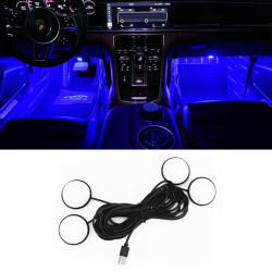 Car 4 in 1 USB RGB Foot LED Atmosphere Light White Light