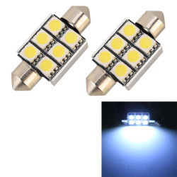 10 PCS 36mm DC12V 2W 7000K 80LM 6LEDs SMD 5050 Car Reading Lamp White Light