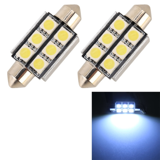 10 PCS 39mm DC12V 2W 7000K 80LM 6LEDs SMD 5050 Car Reading Lamp White Light