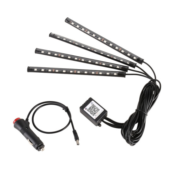 4 in 1 Universal Car Cigarette Lighter 8 color APP Control LED Atmosphere Light Decorative Lamp with 12LEDs Lamps Cable Length 1 5m