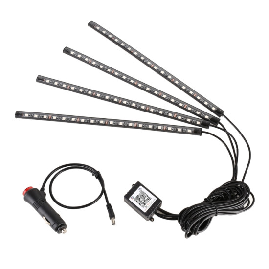 4 in 1 Universal Car Cigarette Lighter 8 color APP Control LED Atmosphere Light Decorative Lamp with 18LEDs Lamps Cable Length 1 5m