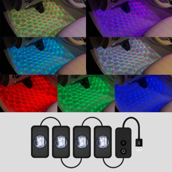 A17 Car Colorful Voice activated RGB Foot LED Atmosphere Light Single Light Star Version