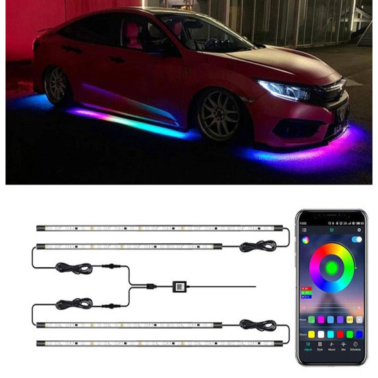 Car Modification Symphony Voice Control LED Chassis Lights Specification 2 x 90cm 2 x 120cm