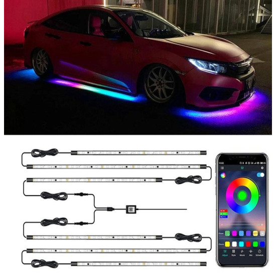 Car Modification Symphony Voice Control LED Chassis Lights Specification 4 x 60cm 2 x 90cm