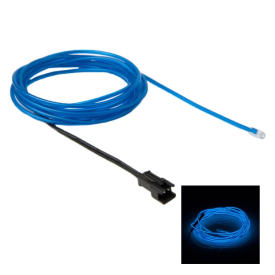 EL Cold Blue Light Waterproof Round Flexible Car Strip Light with Driver for Car Decoration Length 2m Blue