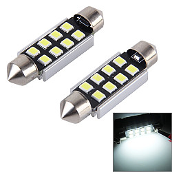 2 PCS 39mm Festoon 3W 300LM White Light 8 LED 3528 SMD Canbus Error Free Car Reading Lamps DC 12