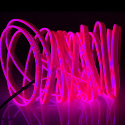 EL Cold Pink Light Waterproof Flat Flexible Car Strip Light with Driver for Car Decoration Length 5m Pink