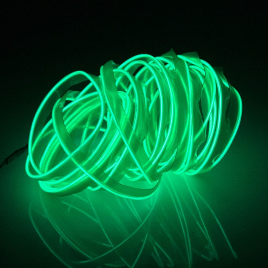 EL Cold Green Light Waterproof Flat Flexible Car Strip Light with Driver for Car Decoration Length 5m Green