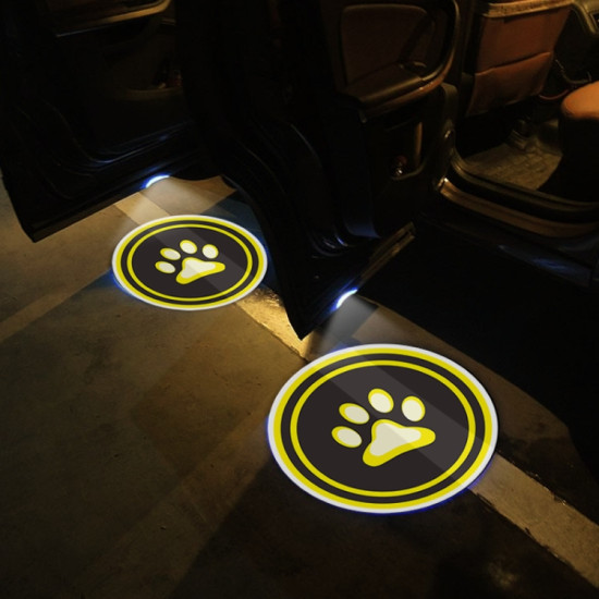 LED Infrared Induction Car Door Welcome Light Night Projection Ambient Light Specification Cat Claw Yellow 1 Pair Box
