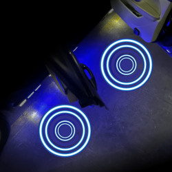 LED Infrared Induction Car Door Welcome Light Night Projection Ambient Light Specification Modern Circle Blue 1 Pair Box