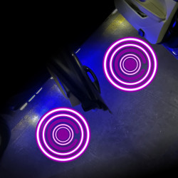 LED Infrared Induction Car Door Welcome Light Night Projection Ambient Light Specification Modern Circle Purple 1 Pair Box