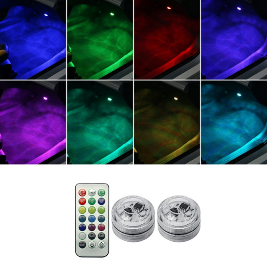 Car Modification Wireless Colorful Remote Control Atmosphere Light Specification 2 Lights 1 RC