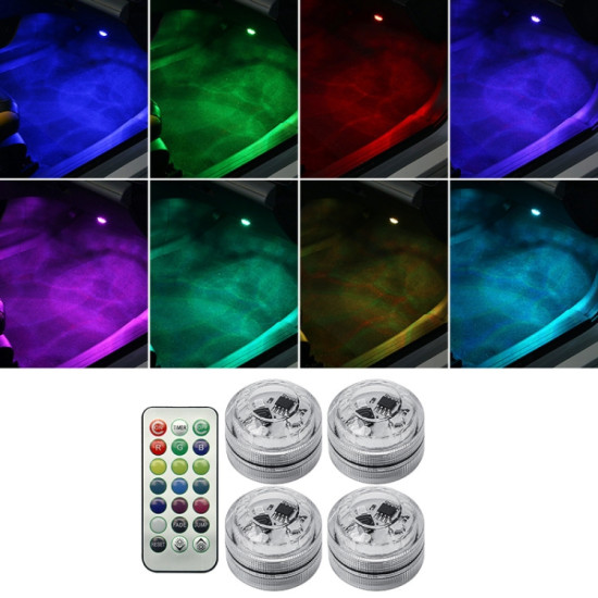 Car Modification Wireless Colorful Remote Control Atmosphere Light Specification 4 Lights 1 RC