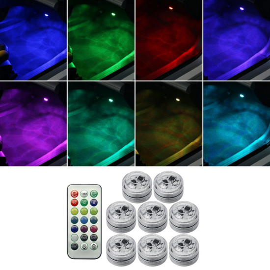 Car Modification Wireless Colorful Remote Control Atmosphere Light Specification 8 Lights 1 RC