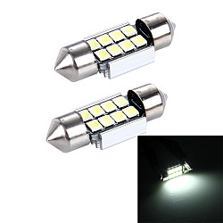2 PCS 3W 200 LM 6000K 31MM 8 SMD 2835 LEDs Bicuspid Port Decoding Car Dome Lamp LED Reading Light DC 12V White Light