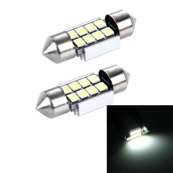 2 PCS 3W 200 LM 6000K 31MM 8 SMD 2835 LEDs Bicuspid Port Decoding Car Dome Lamp LED Reading Light DC 12V White Light