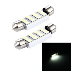 2 PCS 3 5W 250 LM 6000K 41MM 12 SMD 2835 LEDs Bicuspid Port Decoding Car Dome Lamp LED Reading Light DC 12V White Light
