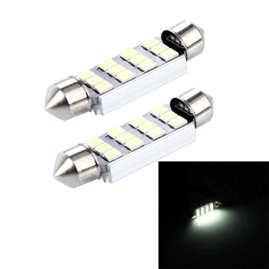 2 PCS 3 5W 250 LM 6000K 41MM 12 SMD 2835 LEDs Bicuspid Port Decoding Car Dome Lamp LED Reading Light DC 12V White Light