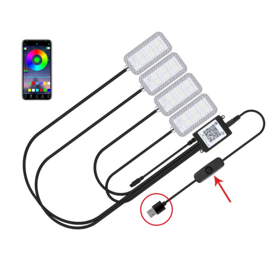 Eight Color LED Voice Control Car Music Rhythm Atmosphere Light Specification 5V USB With Switch APP