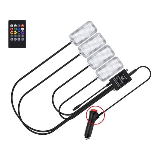 Eight Color LED Voice Control Car Music Rhythm Atmosphere Light Specification 12V Cigarette Lighter Remote Control