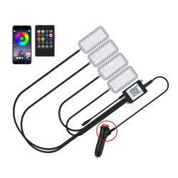 Eight Color LED Voice Control Car Music Rhythm Atmosphere Light Specification 12V Cigarette Lighter APP Remote Control