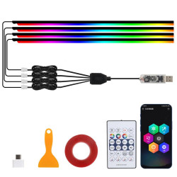3 Control App Remote Control Colorful Car Interior Ambient Lighting Modified LED Acrylic USB Car Ambient Lighting Spec 110cm x 4 4 In 1
