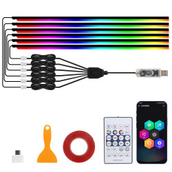 3 Control App Remote Control Colorful Car Interior Ambient Lighting Modified LED Acrylic USB Car Ambient Lighting Spec 110cm x 6 6 In 1