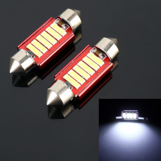 2 PCS 2W 100 LM 6000K 36MM 6 SMD 7020 LEDs Bicuspid Port Decoding Car Dome Lamp LED Reading Light DC 12V White Light