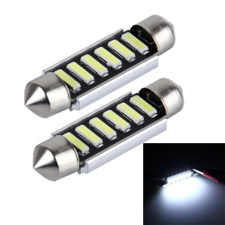 2 PCS 2W 100 LM 6000K 41MM 6 SMD 7020 LEDs Bicuspid Port Decoding Car Dome Lamp LED Reading Light DC 12V White Light Black
