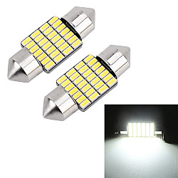 2 PCS 31mm DC12V 1 2W 6000K 80LM 28LEDs SMD 3014 Car License Plate Light Dome Light with Decoder