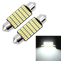 2 PCS 39mm DC12V 1 2W 6000K 80LM 42LEDs SMD 3014 Car License Plate Light Dome Light with Decoder