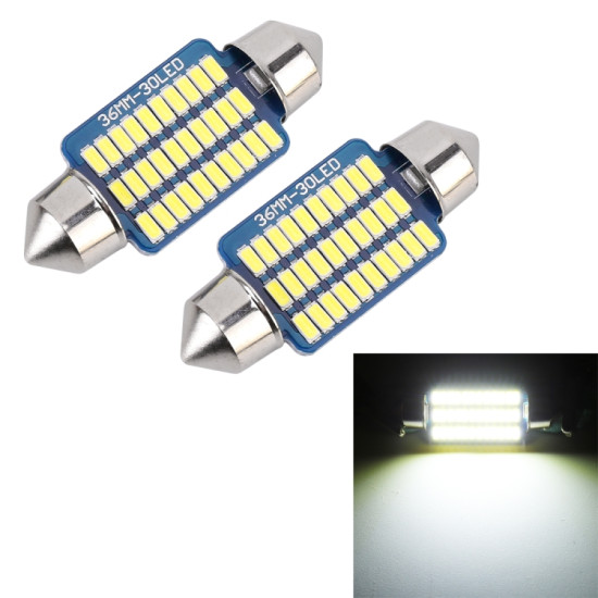 2 PCS 36mm DC12V 1 5W 6000K 100LM 30LEDs SMD 3014 Car License Plate Light Dome Light with Decoder
