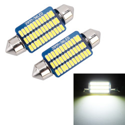 2 PCS 39mm DC12V 1 5W 6000K 100LM 36LEDs SMD 3014 Car License Plate Light Dome Light with Decoder