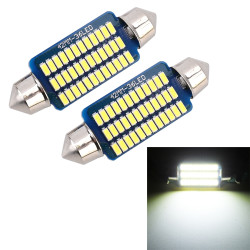 2 PCS 41mm DC12V 1 5W 6000K 100LM 36LEDs SMD 3014 Car License Plate Light Dome Light with Decoder