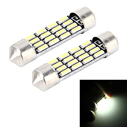 2 PCS 2W 100 LM 6000K 36MM Bicuspid Port Car Dome Lamp LED Reading Light with 16 SMD 4014 LED Lamps DC 12V White Light