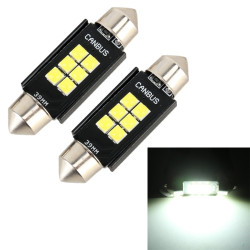2 PCS 39mm DC12V 2 5W 6000K 170LM 6LEDs SMD 3030 Car Reading Lamp Dome Light