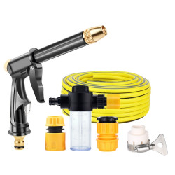 High Pressure Car Wash Hose Telescopic Watering Sprinkler, Style: H2+3 Connector+25m Tube+Foam Pot
