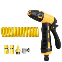 High-pressure Car Wash Sprinkler Household Spray Nozzle Rinse Watering Car Cleaning Tools, Spec: With Connectors+10m Spring Tube