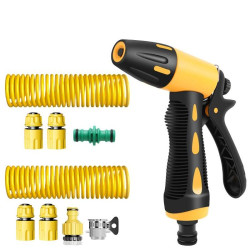 High-pressure Car Wash Sprinkler Household Spray Nozzle Rinse Watering Car Cleaning Tools, Spec: With Connectors+30m Spring Tube