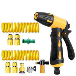 High-pressure Car Wash Sprinkler Household Spray Nozzle Rinse Watering Car Cleaning Tools, Spec: With Connectors+30m Spring Tube+Foam Jug