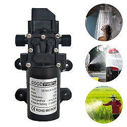 12V 70W Self-priming Pump High Pressure Car Washing Intelligent Diaphragm Right Out Water Pump, Type:Double Thread (Double Flat Mouth 18mm)