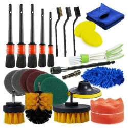 26 PCS / Set Car Beauty Car Wash Detail Brush Electric Drill Brush Outlet Brush(Yellow)