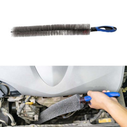 W-102 Car Steel Ring Hub Brush Long Handle Without Hair Hair Curved Cleaning Brush(Blue)