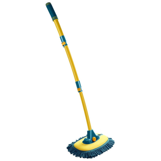 Curved Rod Car Wash Mop Retractable Cleaning Tool No Harm Car Special Soft Brush(Lake Green)