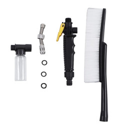 High Pressure Car Wash Nozzle Soft Bristle Long Handle Brush Foam Bottle Tool Set, Specification: Set 1
