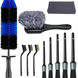 11pcs /Set Car Wash Cleaning Gap Detail Short Handle Brush(Blue)