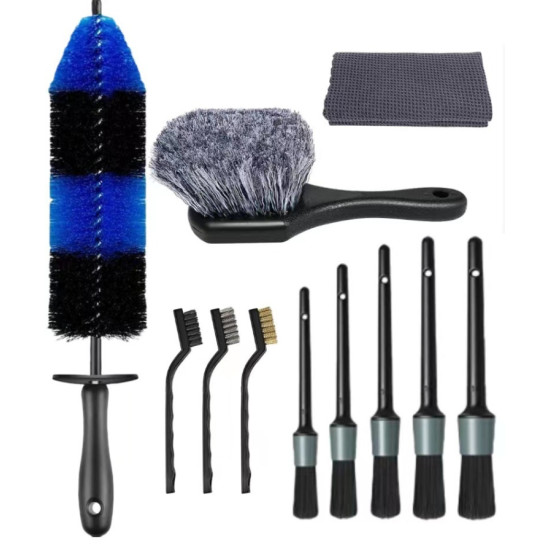 11pcs /Set Car Wash Cleaning Gap Detail Short Handle Brush(Blue)