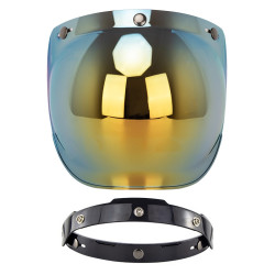 Motorcycle Helmet Three-Button Windproof Lens With Bracket(Gold)
