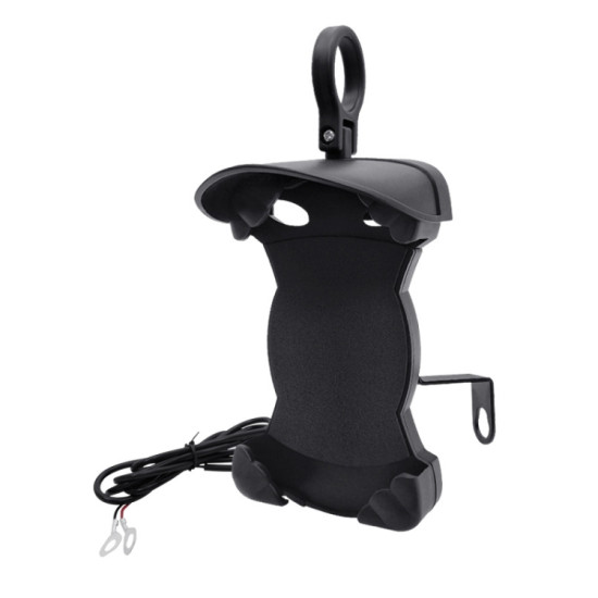 Motorcycle Sunshade Rainproof Mobile Phone Holder, Shape: Charging Mirror Holder 5V-2A